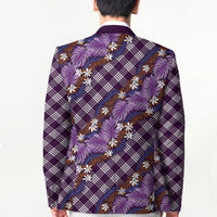 Polynesian Monstera Tiare Floral Blazer Lavender Tropical Plaid - Polynesian Pride