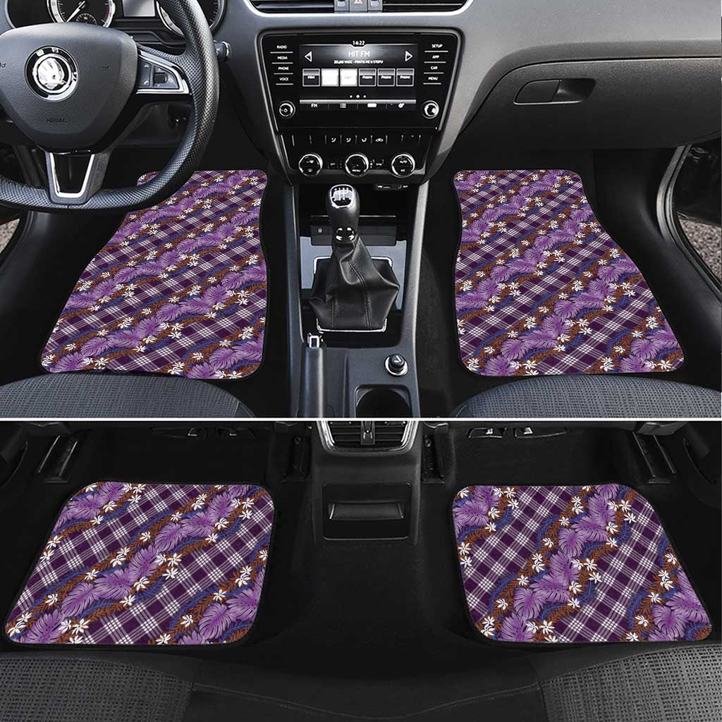 Polynesian Monstera Tiare Floral Car Mats Lavender Tropical Plaid - Polynesian Pride