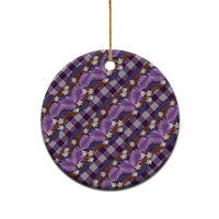 Polynesian Monstera Tiare Floral Ceramic Ornament Lavender Tropical Plaid - Polynesian Pride