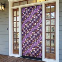 Polynesian Monstera Tiare Floral Door Cover Lavender Tropical Plaid - Polynesian Pride