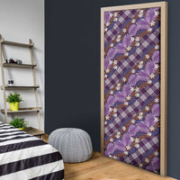 Polynesian Monstera Tiare Floral Door Cover Lavender Tropical Plaid - Polynesian Pride