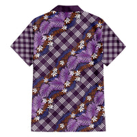 Polynesian Monstera Tiare Floral Family Matching Off The Shoulder Long Sleeve Dress and Hawaiian Shirt Lavender Tropical Plaid - Polynesian Pride