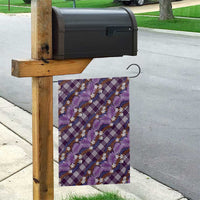 Polynesian Monstera Tiare Floral Garden Flag Lavender Tropical Plaid - Polynesian Pride