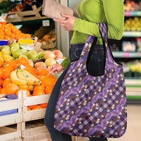 Polynesian Monstera Tiare Floral Grocery Bag Lavender Tropical Plaid - Polynesian Pride