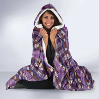 Polynesian Monstera Tiare Floral Hooded Blanket Lavender Tropical Plaid - Polynesian Pride
