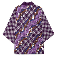 Polynesian Monstera Tiare Floral Kimono Lavender Tropical Plaid - Polynesian Pride