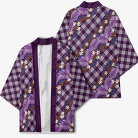 Polynesian Monstera Tiare Floral Kimono Lavender Tropical Plaid - Polynesian Pride
