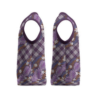 Polynesian Monstera Tiare Floral Christmas Knitted V-Neck Vest Lavender Tropical Plaid - Polynesian Pride