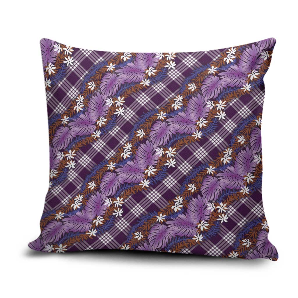 Polynesian Monstera Tiare Floral Pillow Cover Lavender Tropical Plaid LT01 Purple - Polynesian Pride