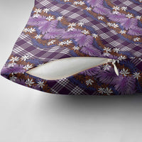Polynesian Monstera Tiare Floral Pillow Cover Lavender Tropical Plaid - Polynesian Pride