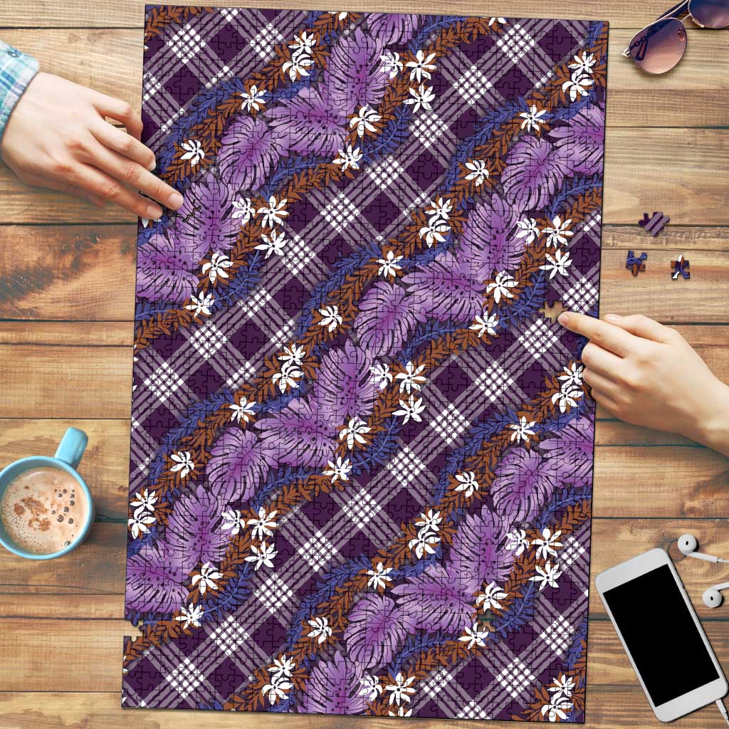 Polynesian Monstera Tiare Floral Puzzle Lavender Tropical Plaid LT01 Purple - Polynesian Pride