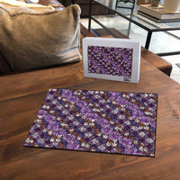 Polynesian Monstera Tiare Floral Puzzle Lavender Tropical Plaid - Polynesian Pride