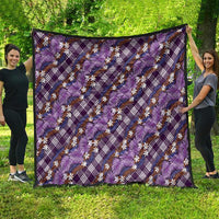 Polynesian Monstera Tiare Floral Quilt Lavender Tropical Plaid - Polynesian Pride