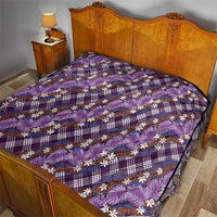 Polynesian Monstera Tiare Floral Quilt Lavender Tropical Plaid - Polynesian Pride