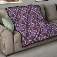 Polynesian Monstera Tiare Floral Quilt Lavender Tropical Plaid - Polynesian Pride