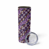 Polynesian Monstera Tiare Floral Skinny Tumbler Lavender Tropical Plaid - Polynesian Pride