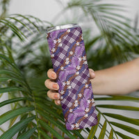 Polynesian Monstera Tiare Floral Skinny Tumbler Lavender Tropical Plaid - Polynesian Pride