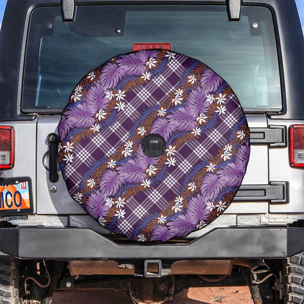 Polynesian Monstera Tiare Floral Spare Tire Cover Lavender Tropical Plaid LT01 Purple - Polynesian Pride
