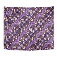 Polynesian Monstera Tiare Floral Tapestry Lavender Tropical Plaid - Polynesian Pride
