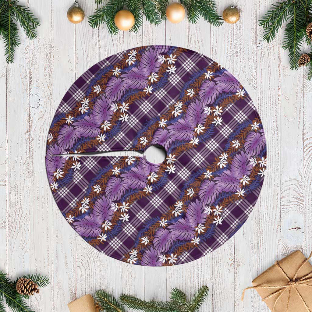 Polynesian Monstera Tiare Floral Tree Skirt Lavender Tropical Plaid LT01 Casual Purple - Polynesian Pride
