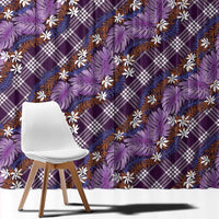 Polynesian Monstera Tiare Floral Window Curtain Lavender Tropical Plaid - Polynesian Pride