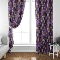 Polynesian Monstera Tiare Floral Window Curtain Lavender Tropical Plaid - Polynesian Pride