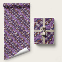 Polynesian Monstera Tiare Floral Wrapping Paper Lavender Tropical Plaid - Polynesian Pride