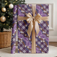 Polynesian Monstera Tiare Floral Wrapping Paper Lavender Tropical Plaid - Polynesian Pride