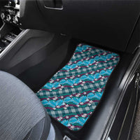 Polynesian Monstera Tiare Floral Car Mats Dark Teal Tropical Plaid - Polynesian Pride