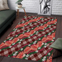 Polynesian Monstera Tiare Floral Area Rug Burgundy Tropical Plaid - Polynesian Pride
