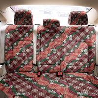 Polynesian Monstera Tiare Floral Back Car Seat Cover Burgundy Tropical Plaid - Polynesian Pride
