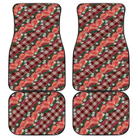 Polynesian Monstera Tiare Floral Car Mats Burgundy Tropical Plaid - Polynesian Pride