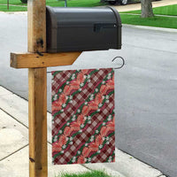 Polynesian Monstera Tiare Floral Garden Flag Burgundy Tropical Plaid - Polynesian Pride