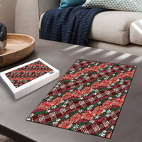 Polynesian Monstera Tiare Floral Puzzle Burgundy Tropical Plaid - Polynesian Pride