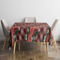 Polynesian Monstera Tiare Floral Tablecloth Burgundy Tropical Plaid - Polynesian Pride