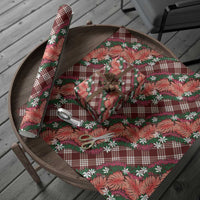 Polynesian Monstera Tiare Floral Wrapping Paper Burgundy Tropical Plaid - Polynesian Pride