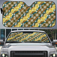 Polynesian Monstera Tiare Floral Auto Sun Shade Yellow Tropical Plaid - Polynesian Pride