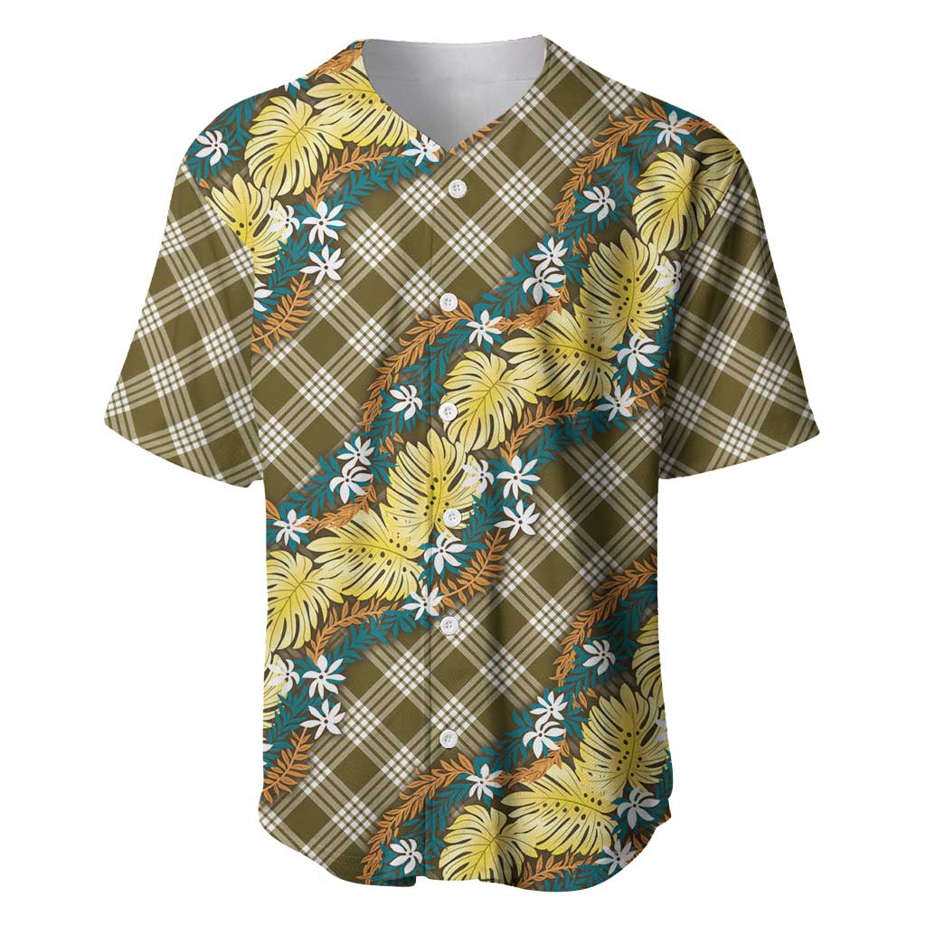 Polynesian Monstera Tiare Floral Baseball Jersey Yellow Tropical Plaid LT01 Yellow - Polynesian Pride