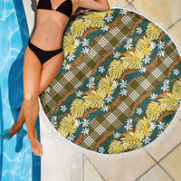 Polynesian Monstera Tiare Floral Beach Blanket Yellow Tropical Plaid - Polynesian Pride