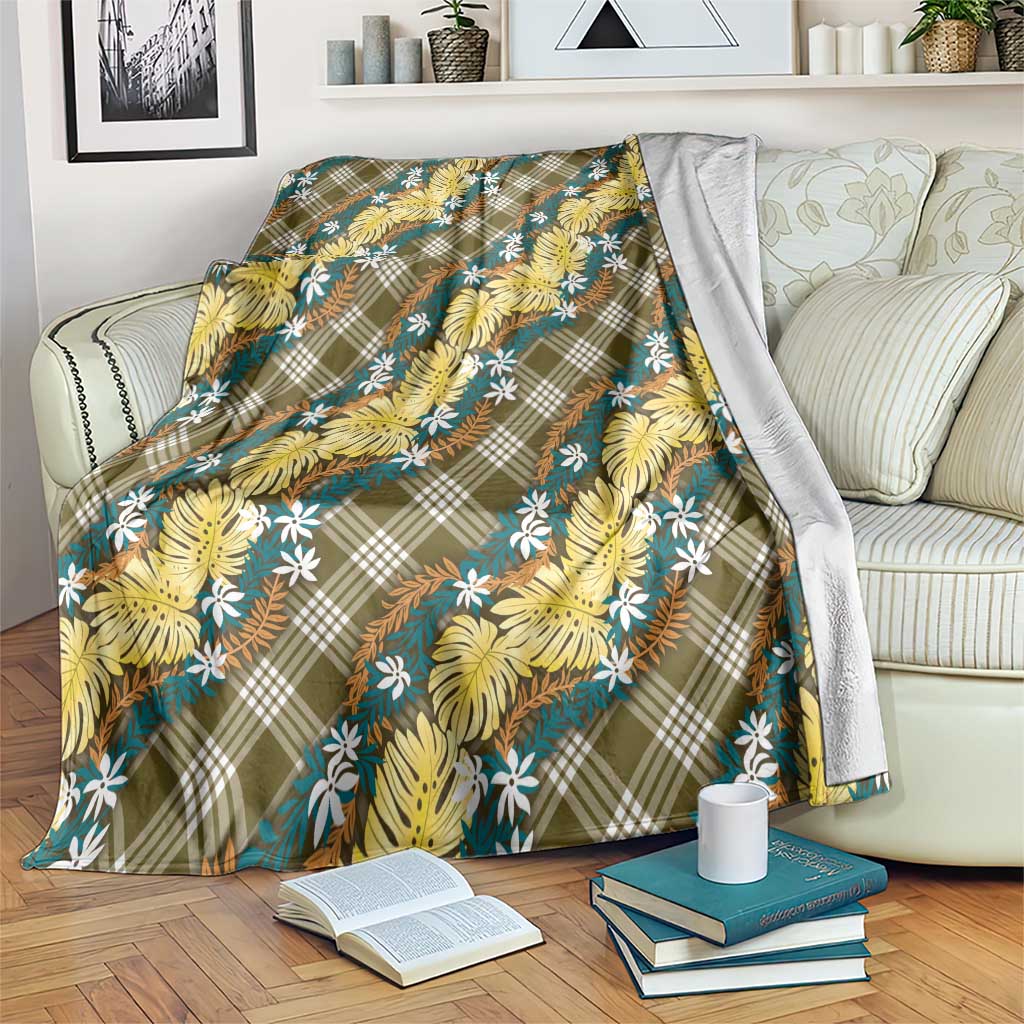 Polynesian Monstera Tiare Floral Blanket Yellow Tropical Plaid LT01 Yellow - Polynesian Pride
