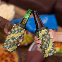 Polynesian Monstera Tiare Floral 4 in 1 Can Cooler Tumbler Yellow Tropical Plaid - Polynesian Pride