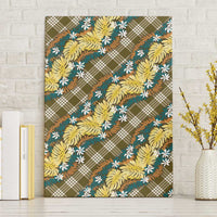 Polynesian Monstera Tiare Floral Canvas Wall Art Yellow Tropical Plaid - Polynesian Pride