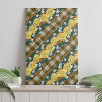 Polynesian Monstera Tiare Floral Canvas Wall Art Yellow Tropical Plaid - Polynesian Pride