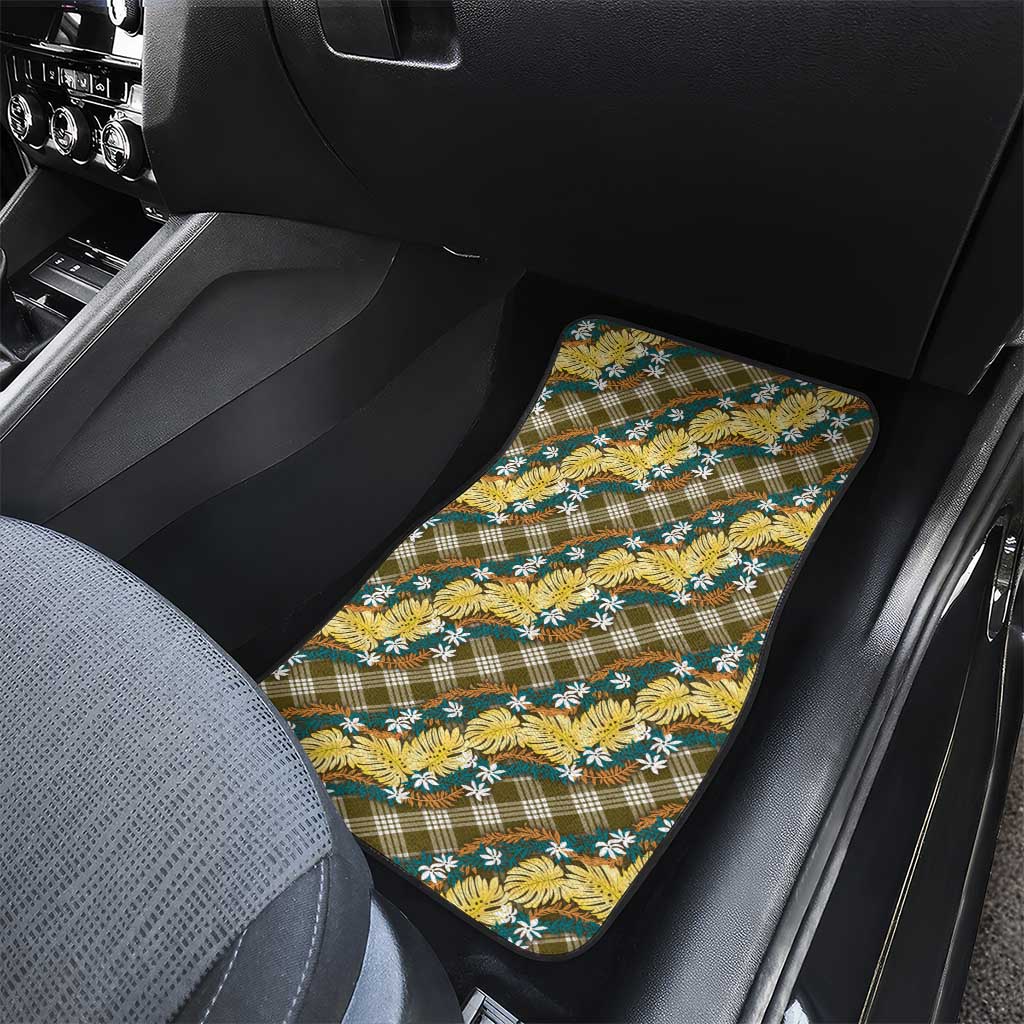 Polynesian Monstera Tiare Floral Car Mats Yellow Tropical Plaid - Polynesian Pride
