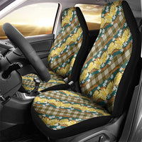 Polynesian Monstera Tiare Floral Car Seat Cover Yellow Tropical Plaid - Polynesian Pride