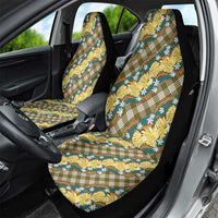 Polynesian Monstera Tiare Floral Car Seat Cover Yellow Tropical Plaid - Polynesian Pride
