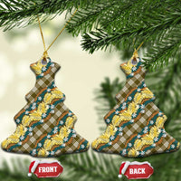 Polynesian Monstera Tiare Floral Ceramic Ornament Yellow Tropical Plaid - Polynesian Pride