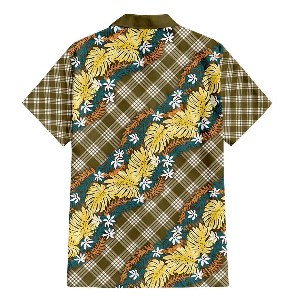 Polynesian Monstera Tiare Floral Family Matching Mermaid Dress and Hawaiian Shirt Yellow Tropical Plaid - Polynesian Pride