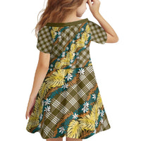 Polynesian Monstera Tiare Floral Family Matching Summer Maxi Dress and Hawaiian Shirt Yellow Tropical Plaid - Polynesian Pride