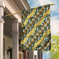 Polynesian Monstera Tiare Floral Garden Flag Yellow Tropical Plaid - Polynesian Pride